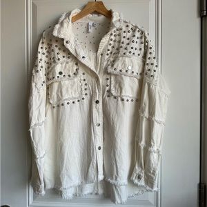 Studded White Western Shacket